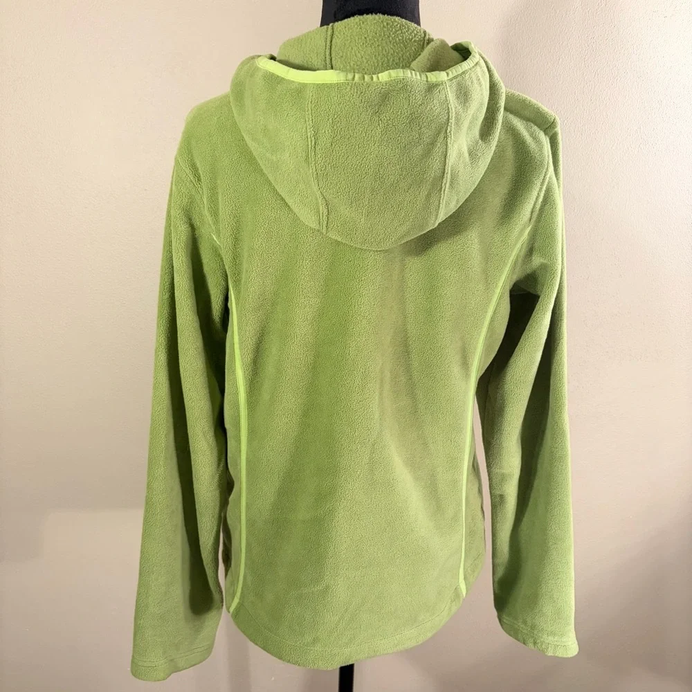 Columbia Fleece Hoodie Full-Zip Jacket Lime Green Sz L EUC Fall Layering Hiking